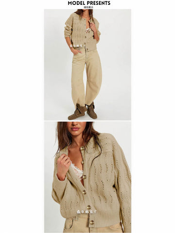 Textured Button Down Knit Cardigan