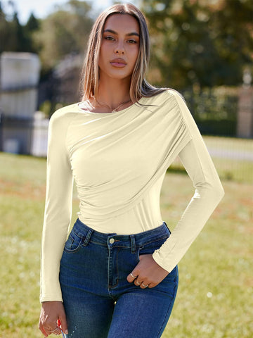 Ruched Slim Fit Long Sleeve Tee