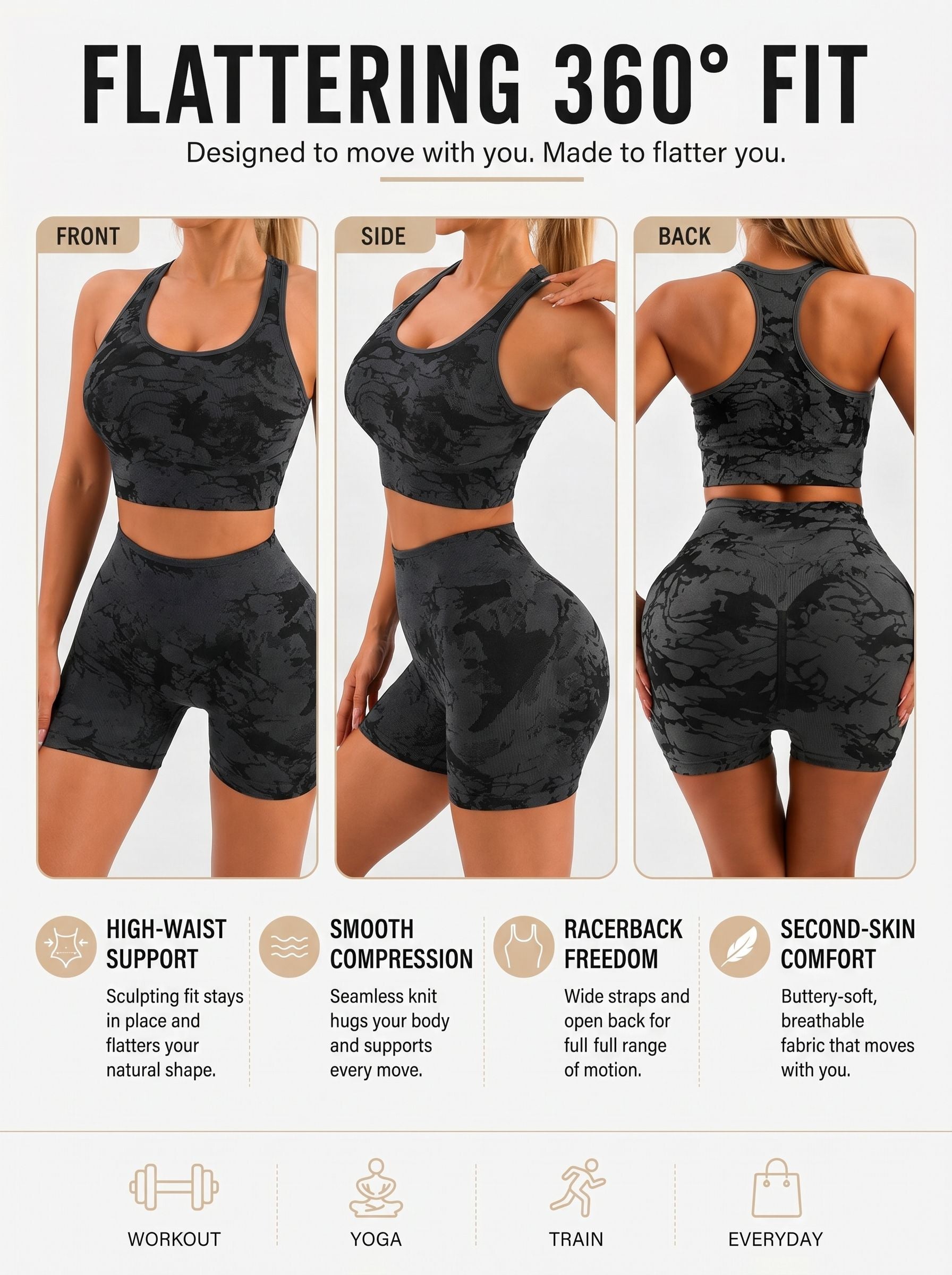 Seamless Sculpting Camo Workout Short Set