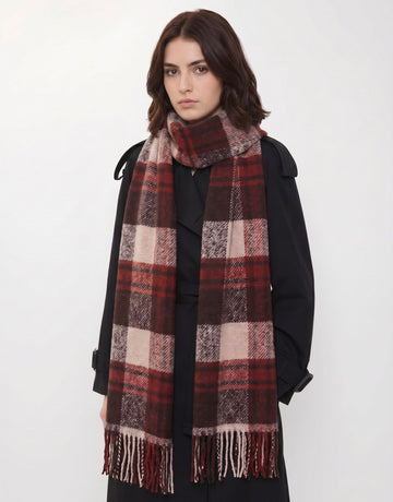 Cozy Plaid Fringed Winter Scarf