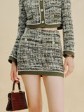 Embellished Tweed High Waisted Mini Skirt