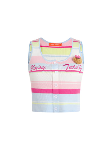 Cute Striped Button Up Knit Tank
