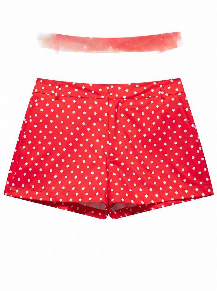 Polka Dot Cropped Stand Collar Jacket