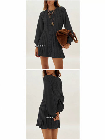 Cozy Cable Knit Mini Sweater Dress