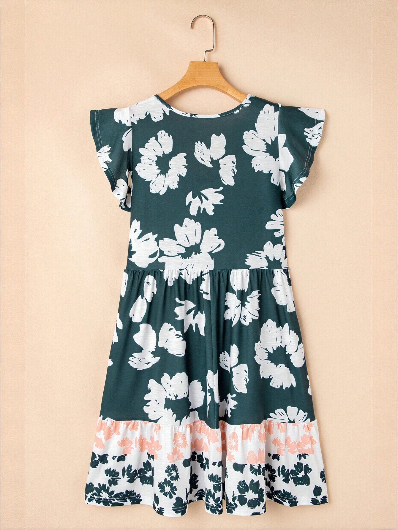 Floral Flutter Sleeve Tiered Dress