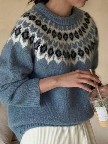 Cozy Fair Isle Pattern Pullover Sweater