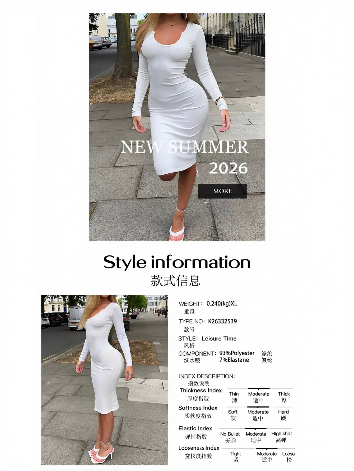 Bodycon Long Sleeve Midi Dress