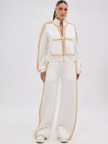 Embellished Studded Zip Up Pant Set