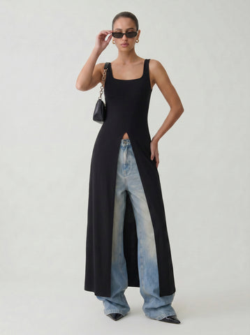 Sleeveless Split Front Top