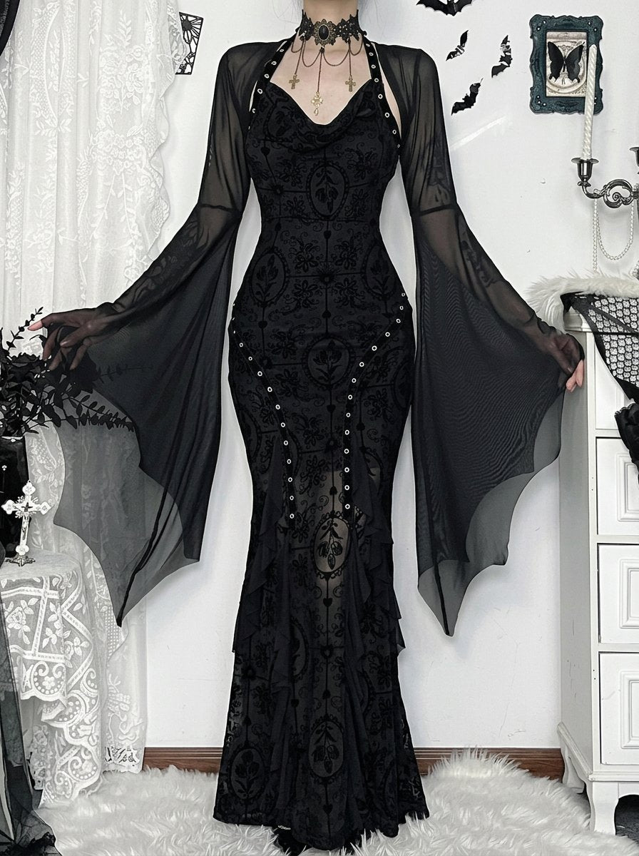 Sheer Bell Sleeve Gothic Bolero Jacket