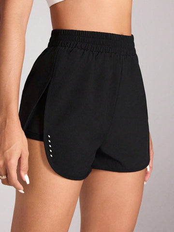 Stretchy Mesh-Lined Training Shorts-Multicolor