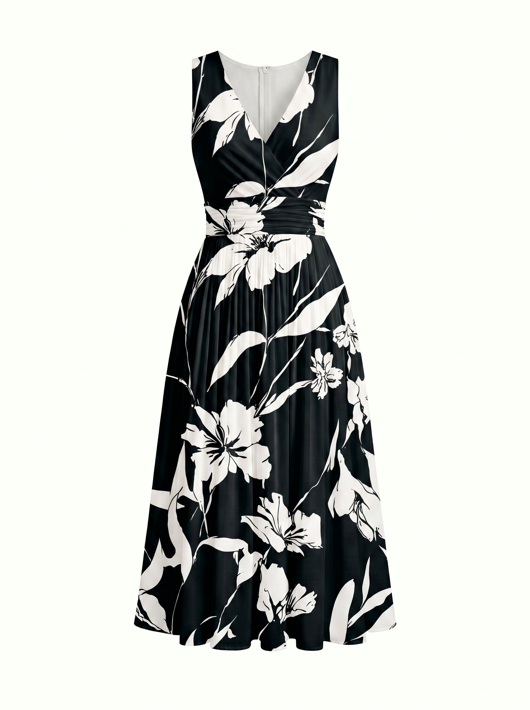 CORINNE
Floral Print V Neck A Line Midi Dress
