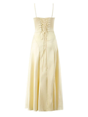 Elegant Satin V Neck Midi Dress