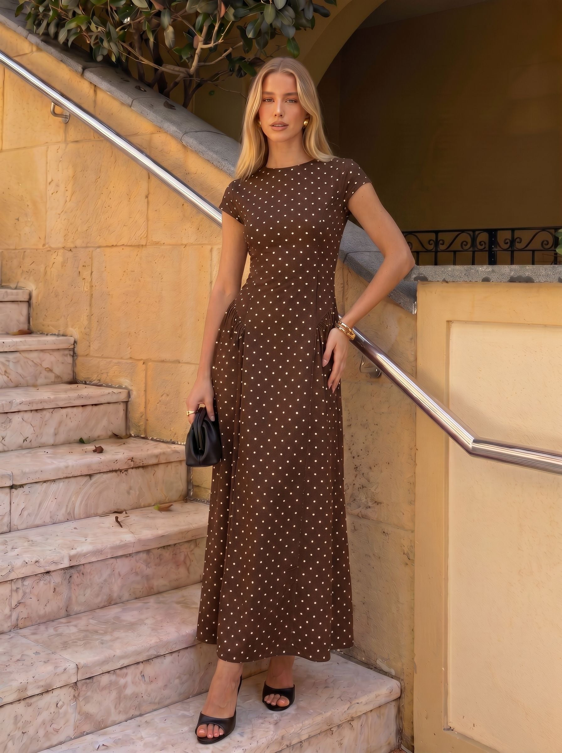 Polka Dot Sleeveless Midi Dress