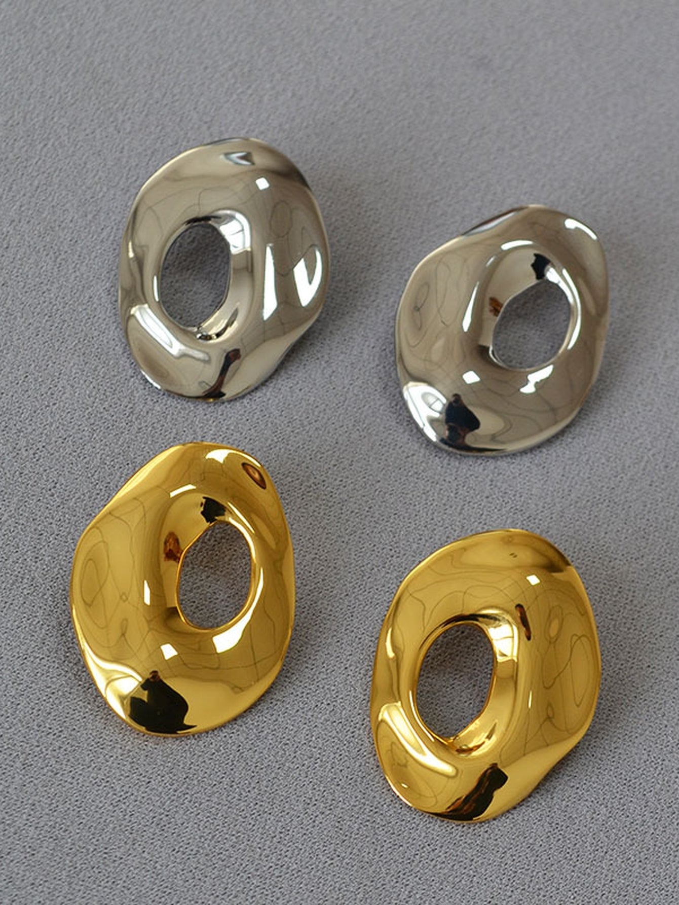Minimalist Gold Organic Shape Stud Earrings
