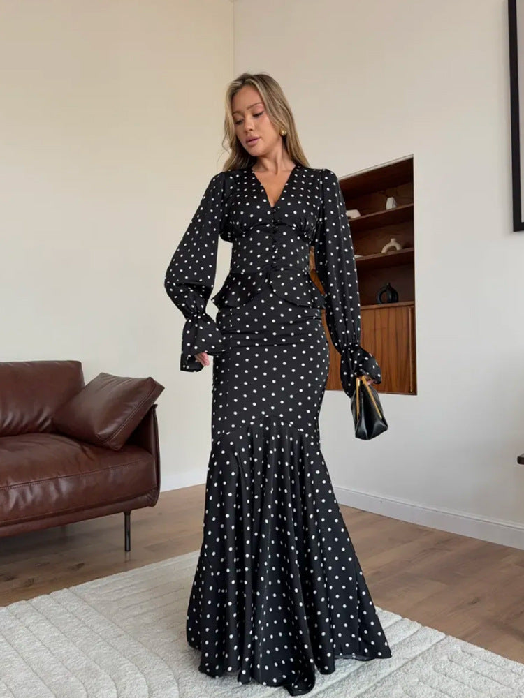 Floral Satin Peplum Skirt Set