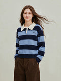 Striped Collared Soft Knit Pullover