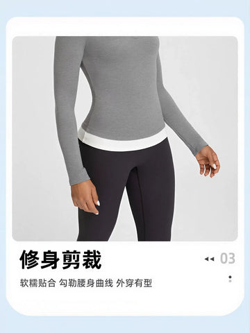Layered Mock Neck Long Sleeve T Shirt