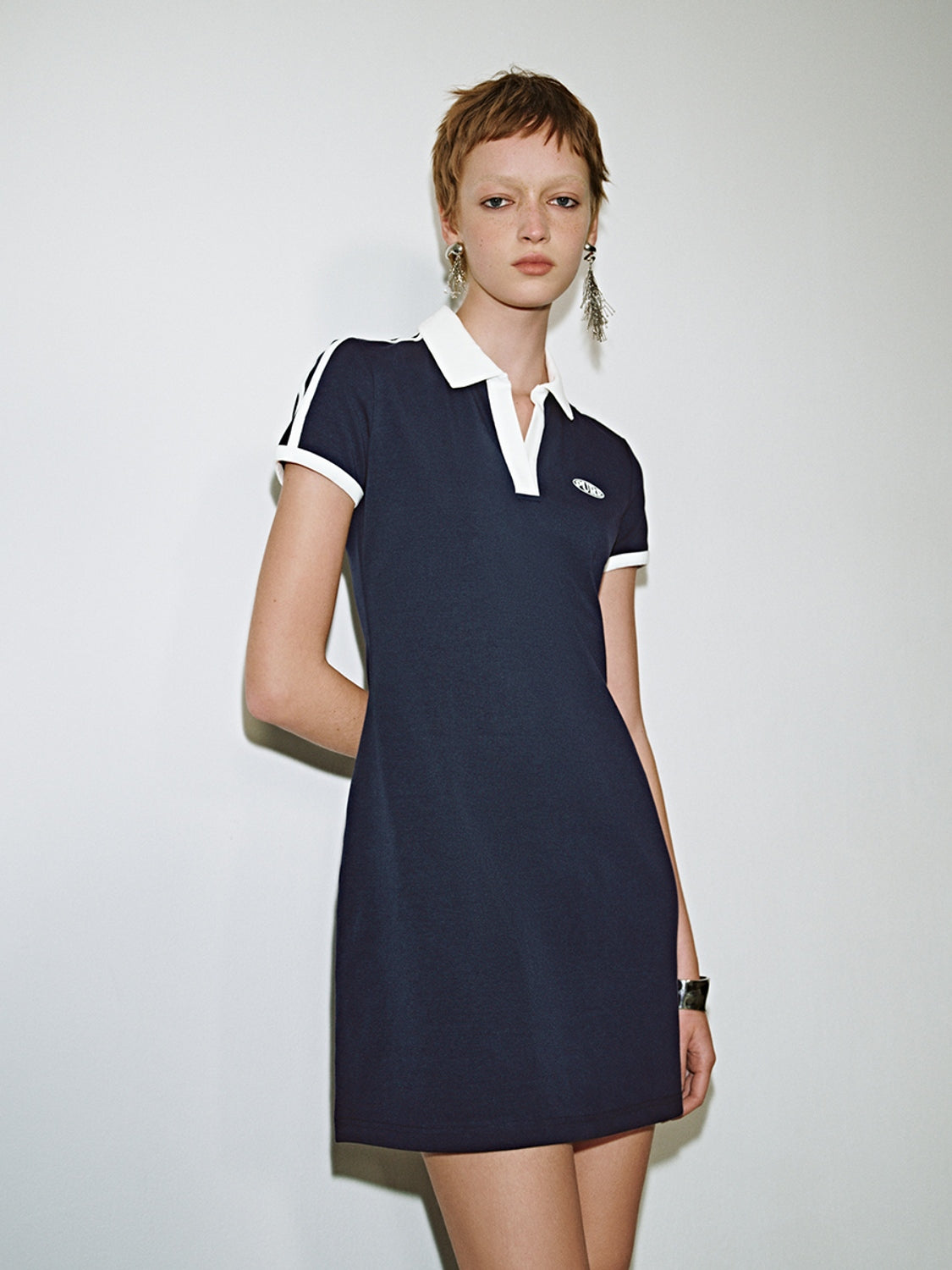 Urban Revivo Polo A-Line Dresses-Ink Blue