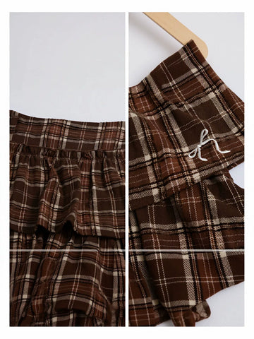 Plaid Ruffled Asymmetrical Tiered Skirt