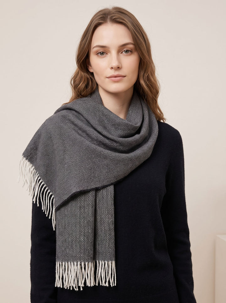 Classic Herringbone Pattern Soft Winter Scarf