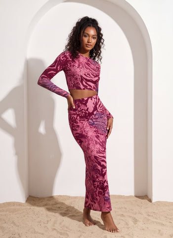 Abstract Tiger Print Skirt Set
