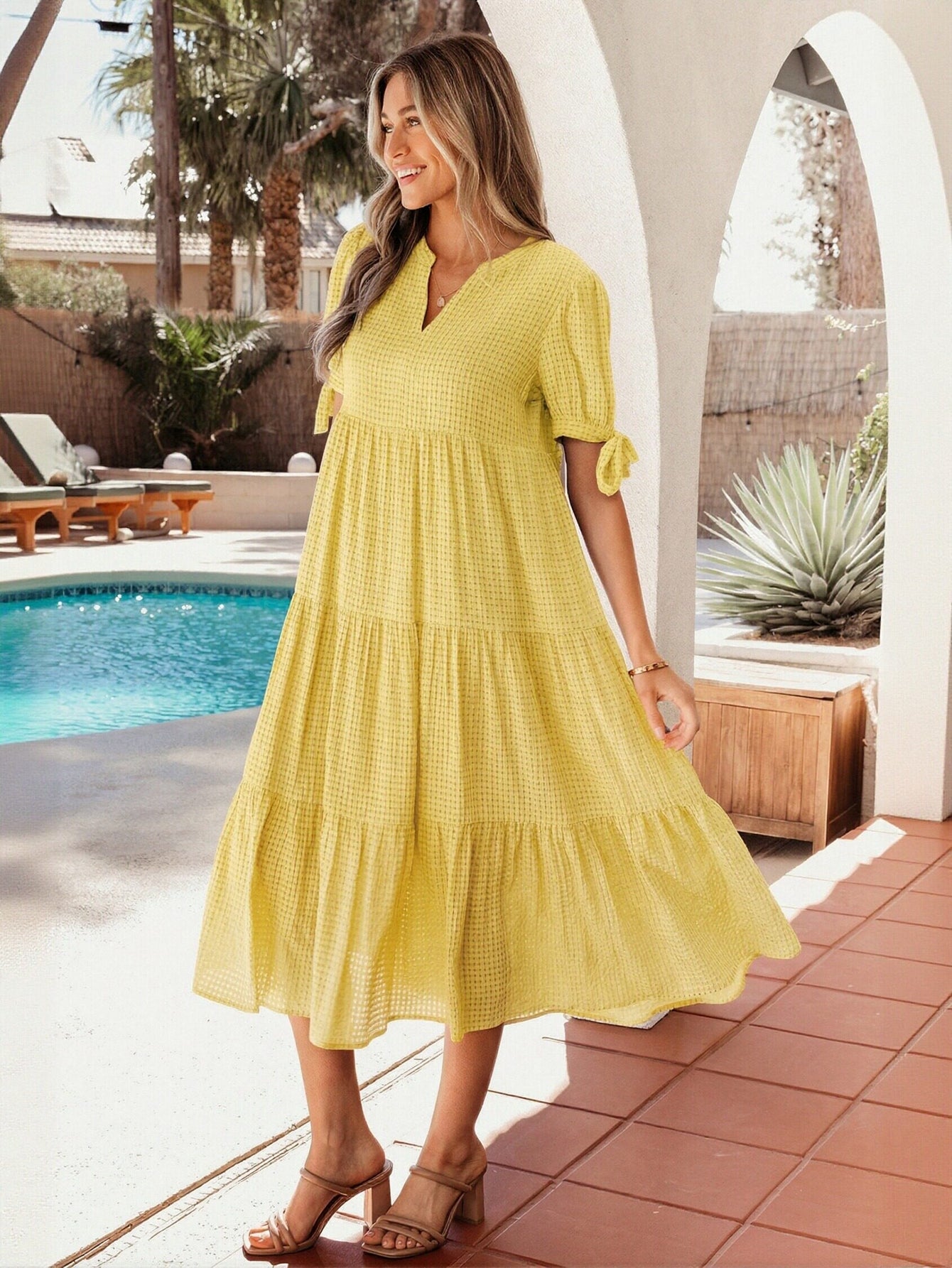 Smocked Tiered Midi Dress