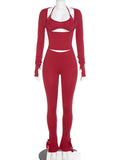 Sexy Cutout Ribbed Pants Set