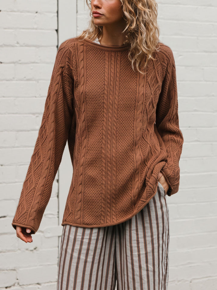 Cozy Cable Knit Pullover Sweater