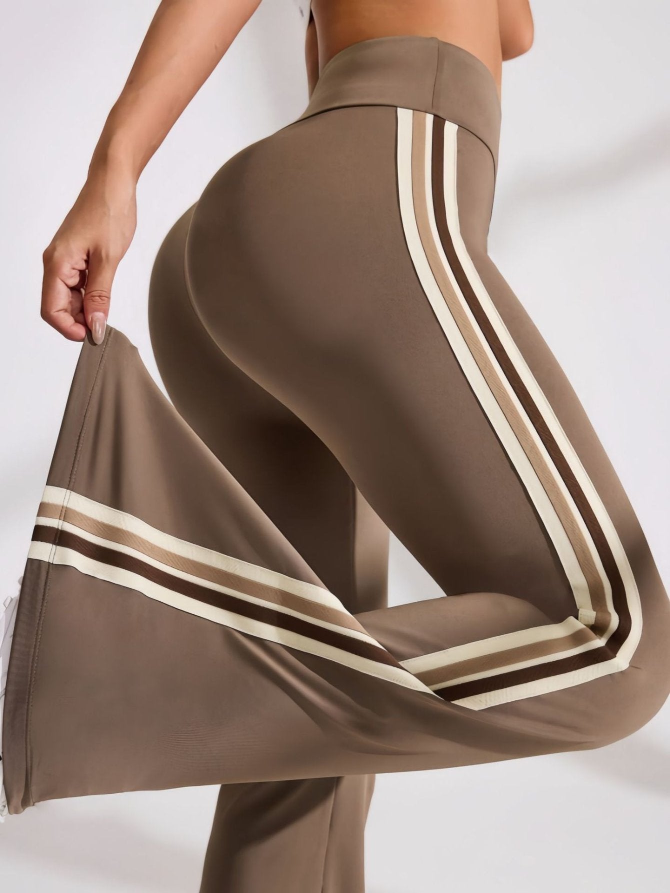 High Waisted Striped Flare Leggings