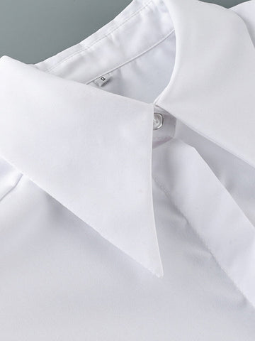 Padded Shoulder Oversized Button Down Shirt