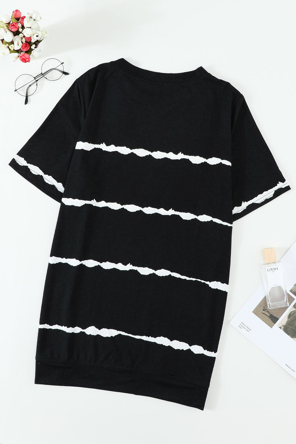 Casual Striped Crewneck Pink T-Shirt