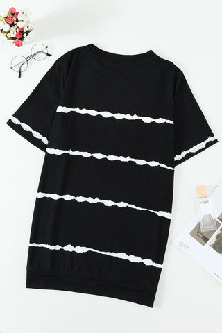 Casual Striped Crewneck Pink T-Shirt