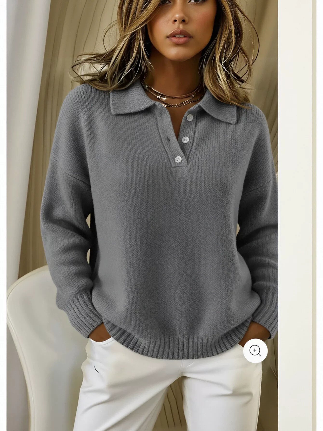 Cozy Button Up Knit Pullover Sweater
