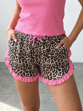 Leopard Print Ruffle Hem Shorts