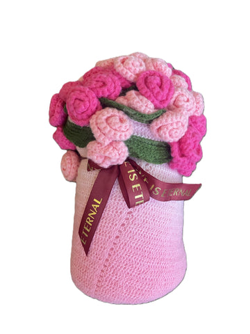 Cozy Floral Hand Knitted Blanket
