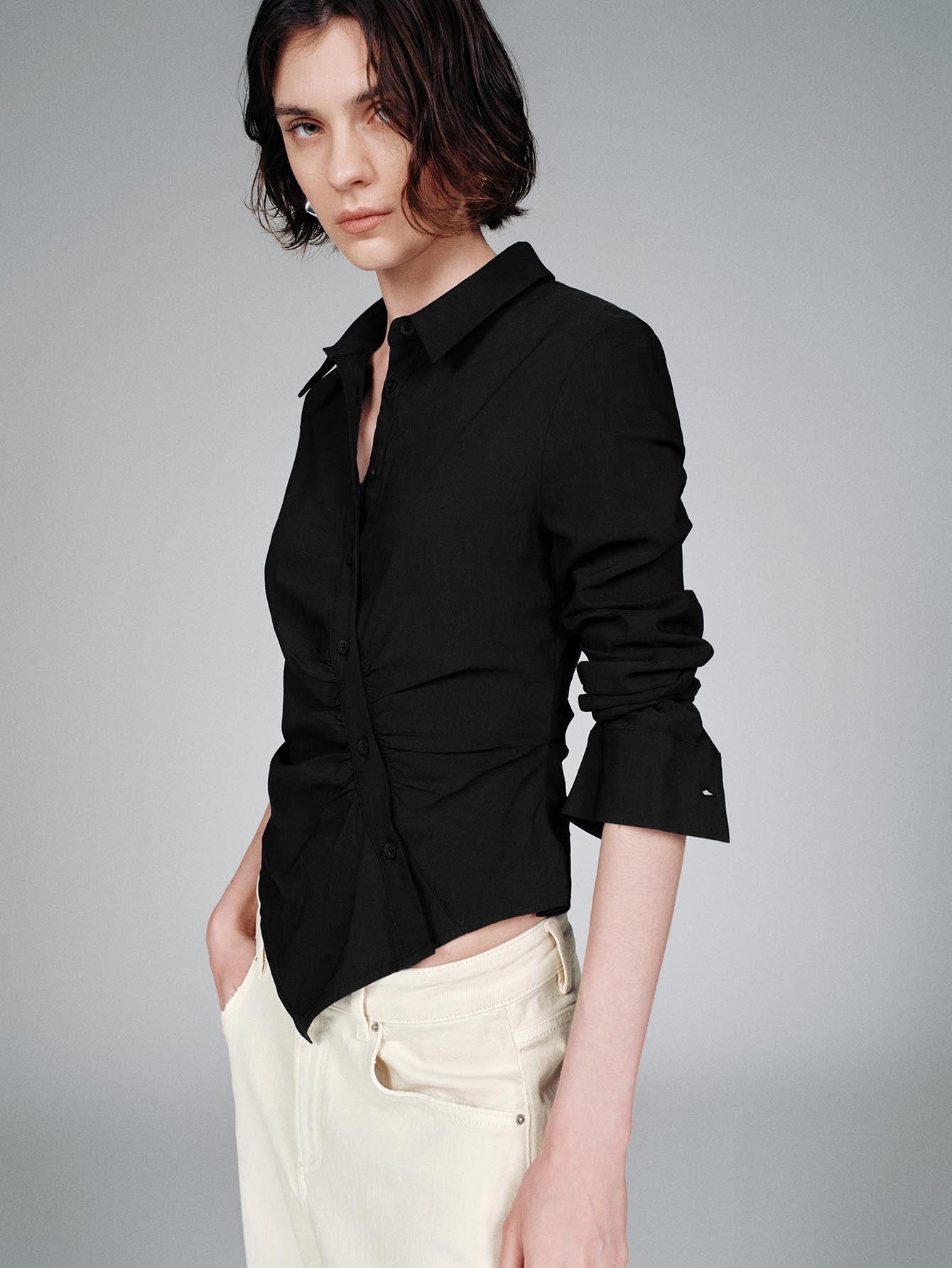 Urban Revivo Asymmetric Slim Fit Shirts-White