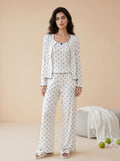 Soft Ribbed Paw Print Pajama Set
