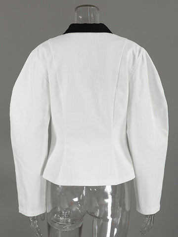 Tailored Contrast Collar Zip Up Jacket