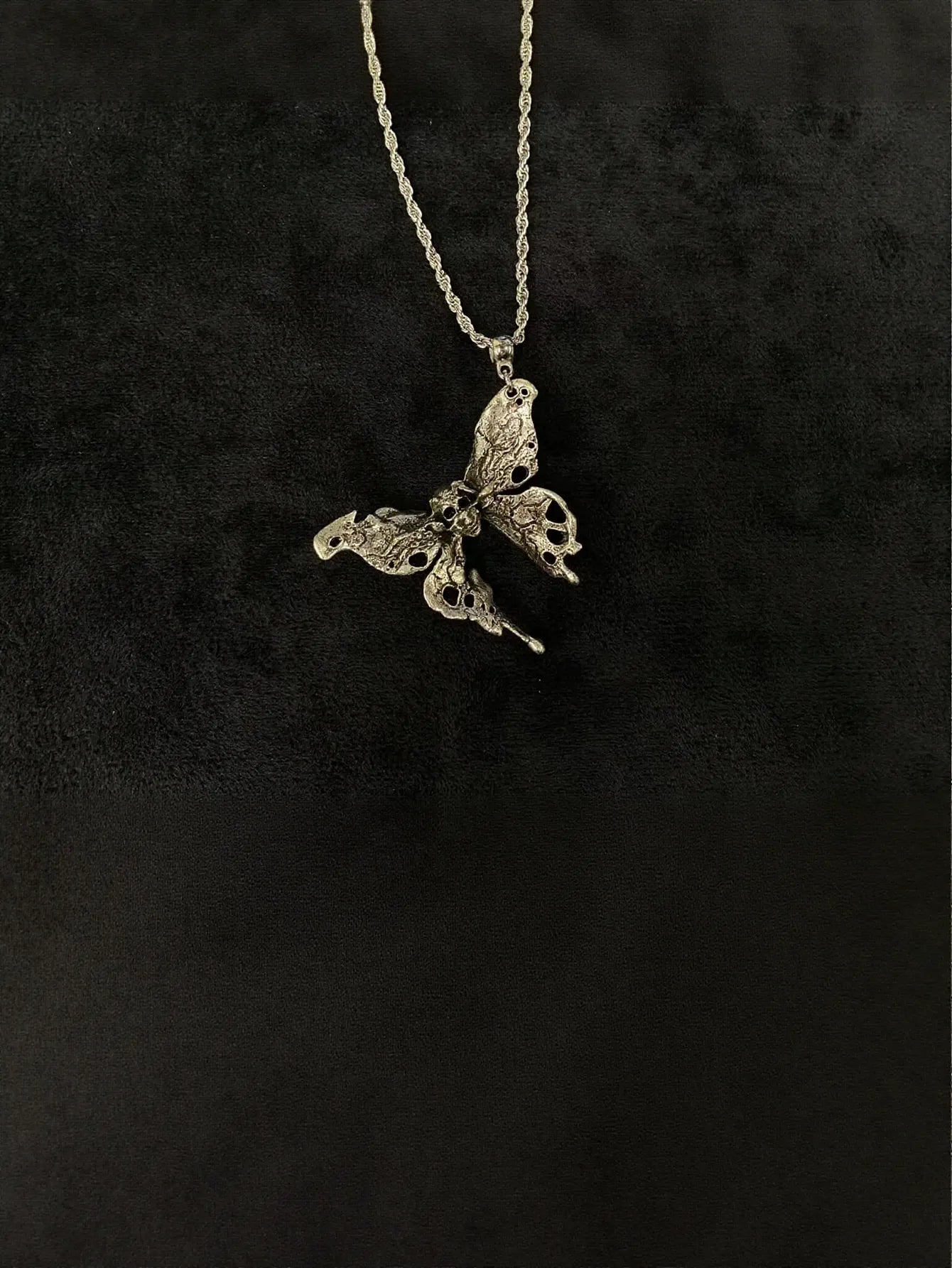 Gothic Grunge Skull Butterfly Necklace