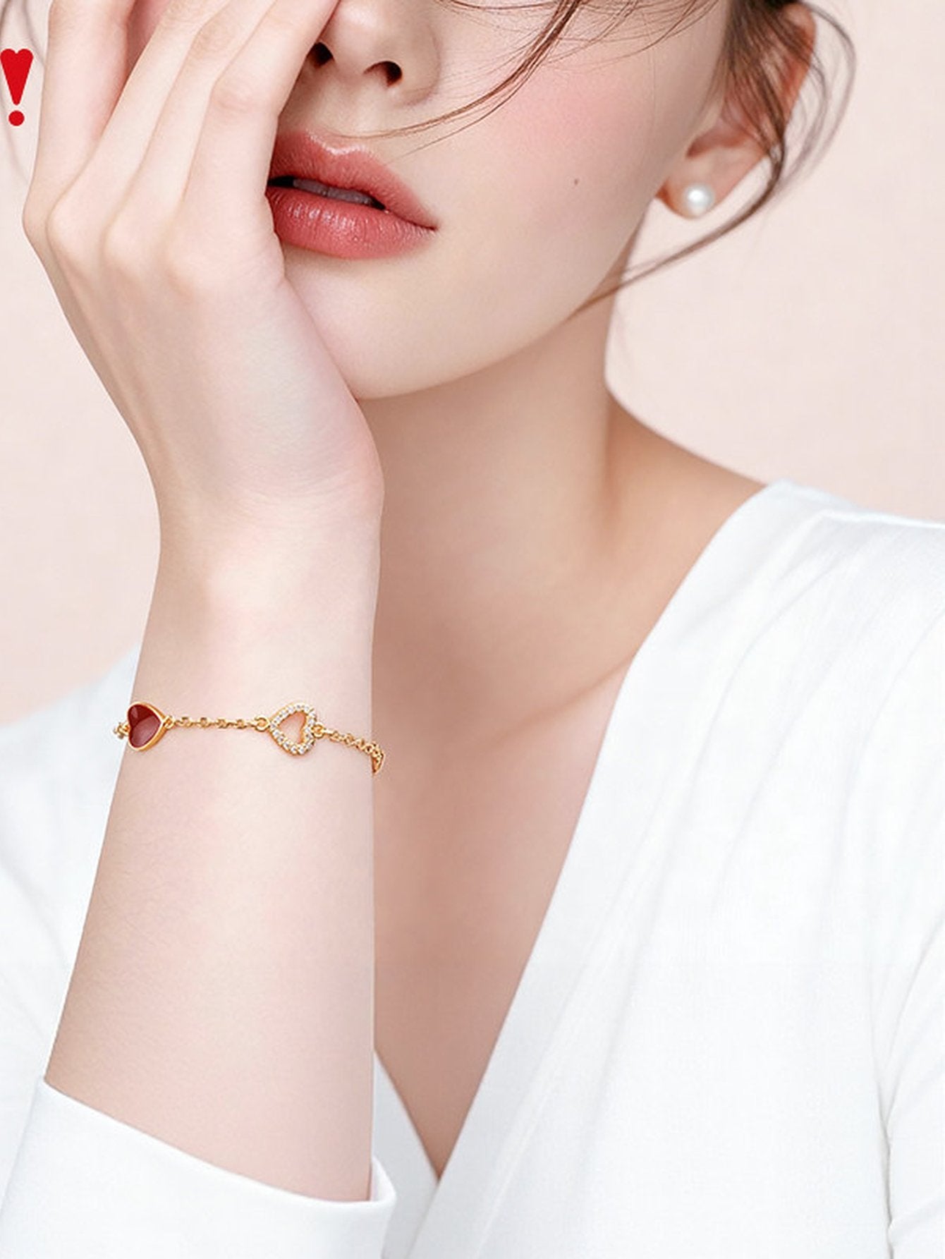 Dainty Red Heart Charm Bracelet
