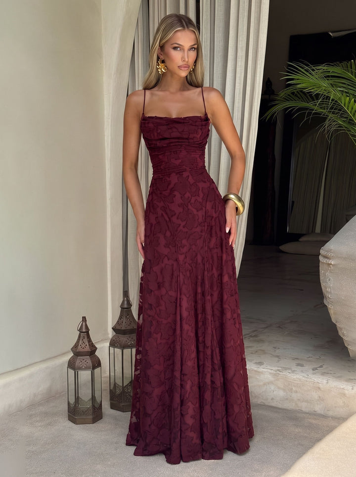 Cowl Neck Floral Maxi Dress