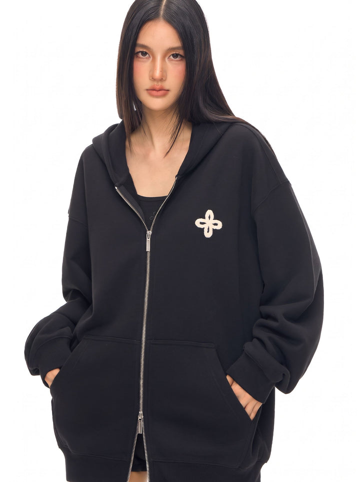 Oversized Graphic Zip Up Hoodie