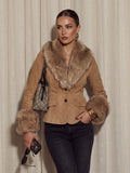 Cozy Faux Fur Trim Suede Jacket