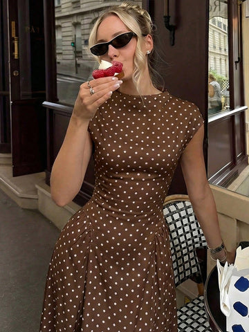 Polka Dot Sleeveless Midi Dress