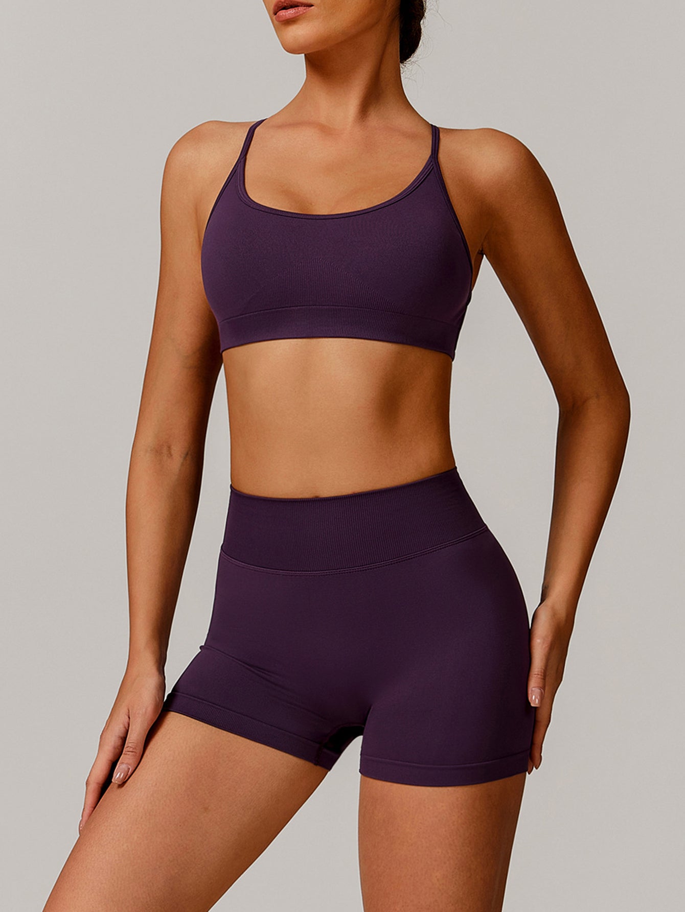 Round Neck Panel Sports Bra