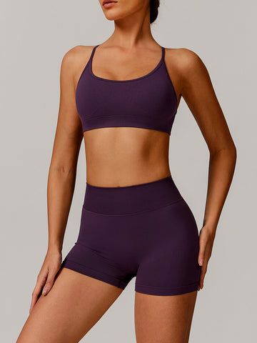 Round Neck Panel Sports Bra