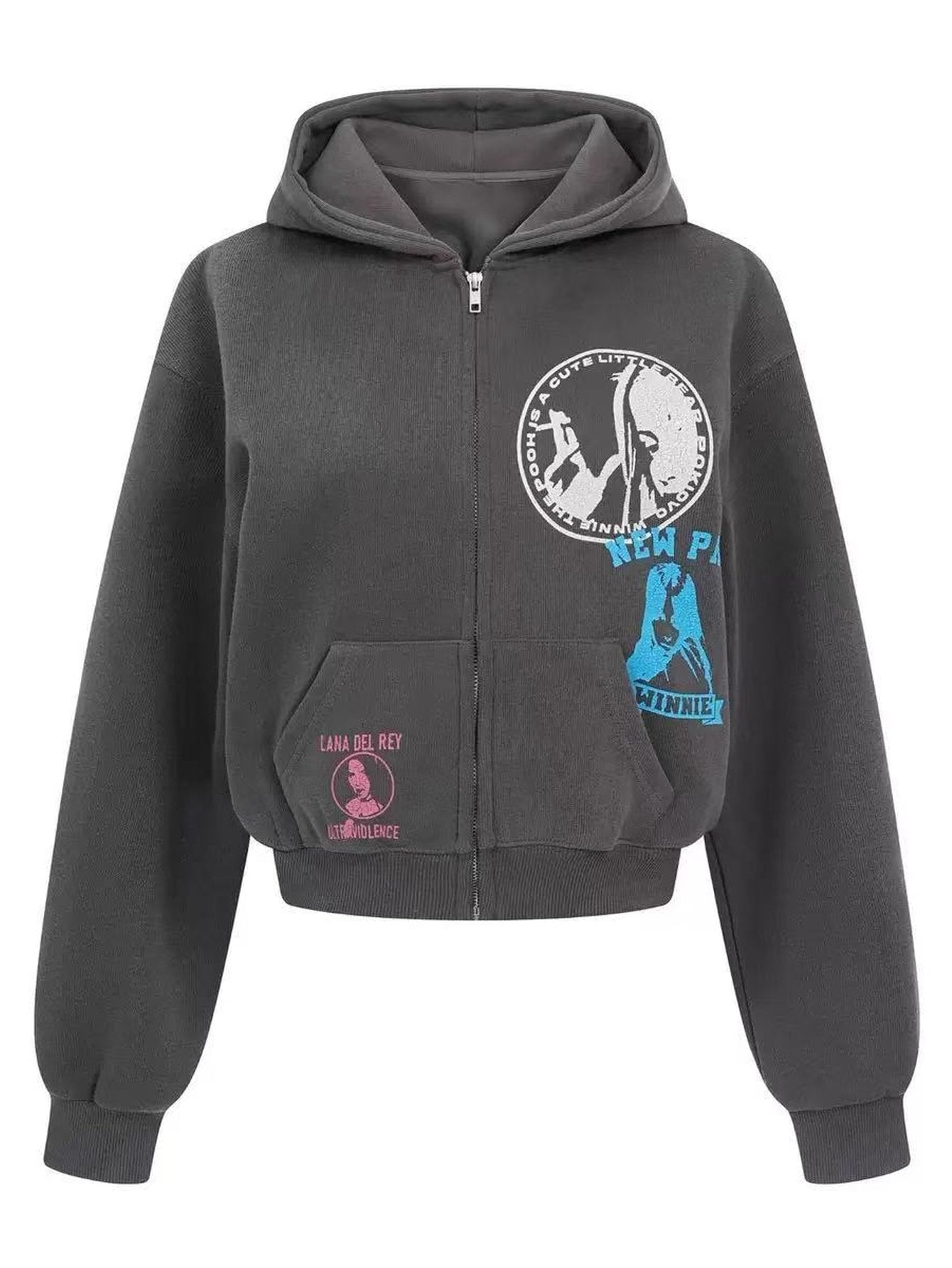 Oversized Graphic Zip Up Hoodie