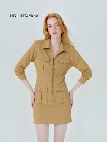 Utility Lace Up Mini Dress