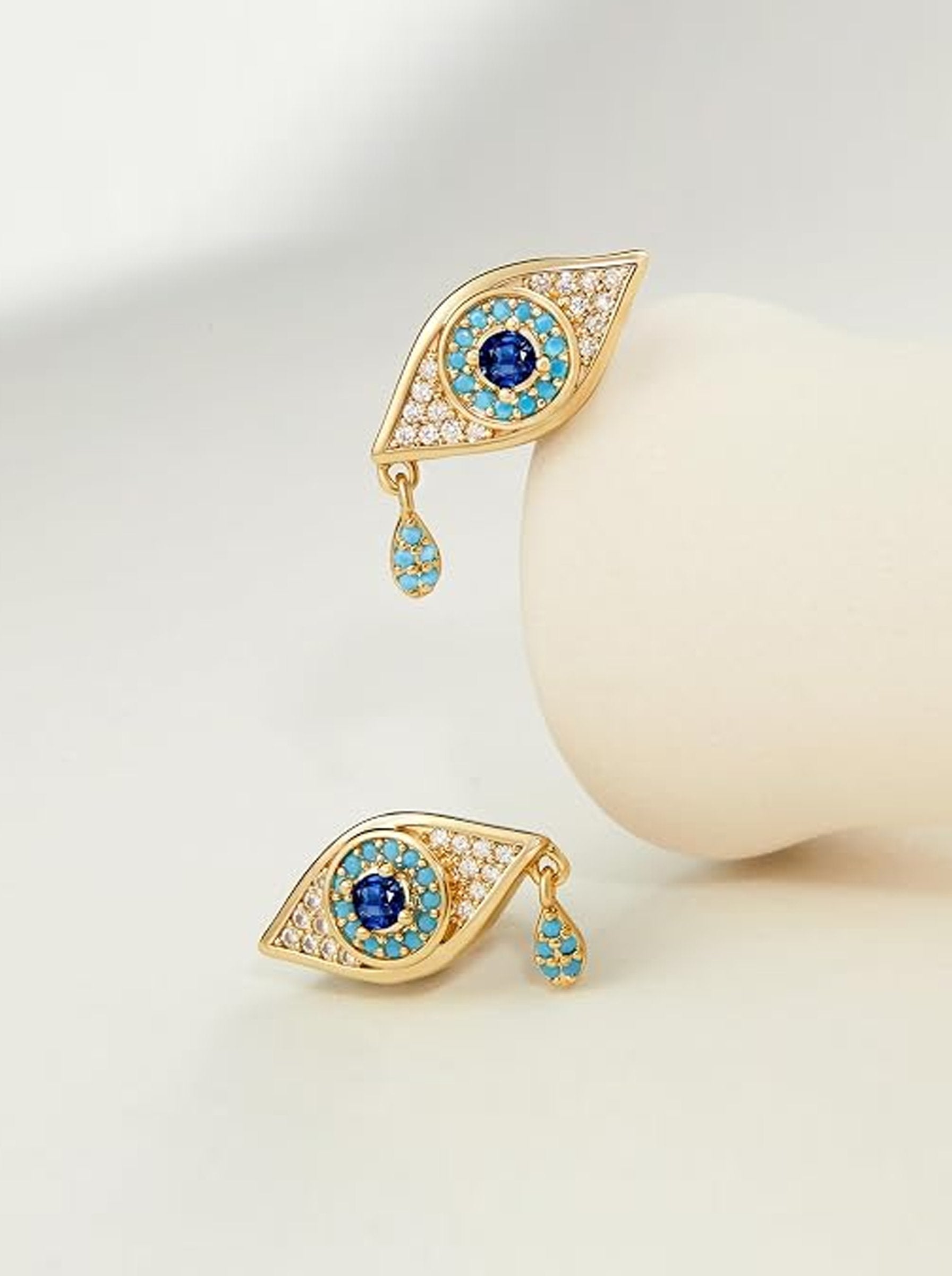 Dainty Gold Evil Eye Stud Earrings